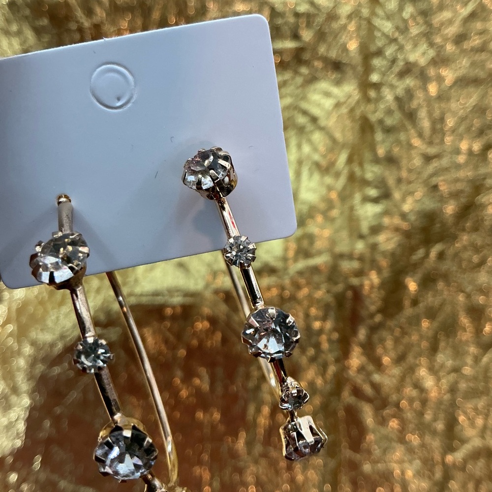 Gold Crystal Multi Stone Drop Earrings